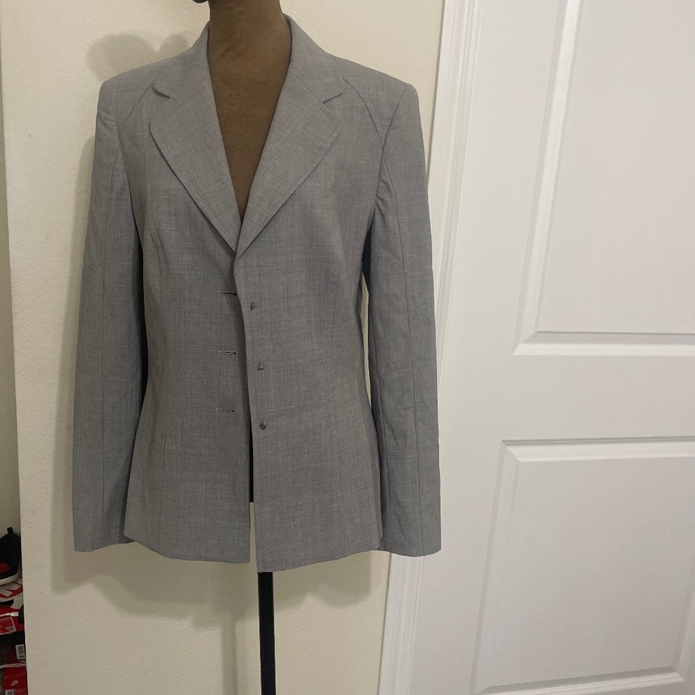 Escada Vintage Grey Wool & Silk Blazer sz 36